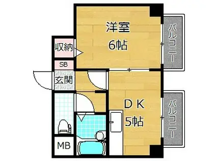 フォンティーヌ香里園(1DK/3階)の間取り写真