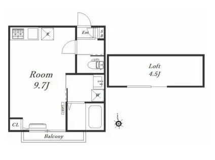 フィリア弘明寺(ワンルーム/2階)の間取り写真