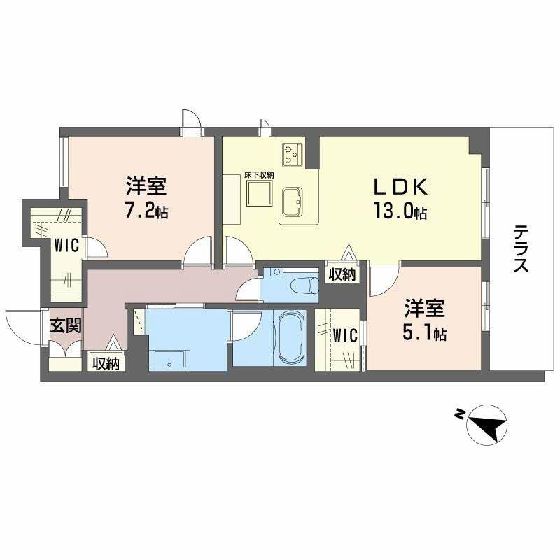 VIA SOLE 六甲道(2LDK/1階)の間取り写真