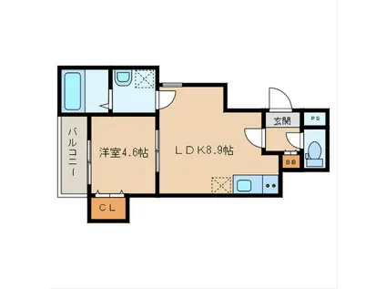 CHERIM戸畑駅前(1LDK/2階)の間取り写真