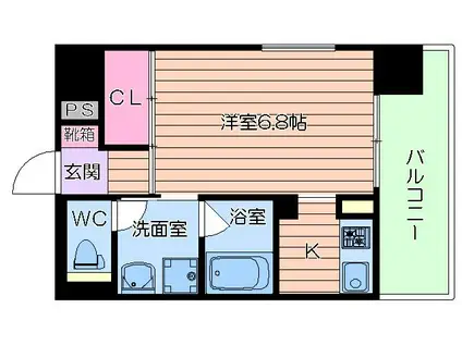 ジュネーゼ京町堀パークサイド(1K/9階)の間取り写真