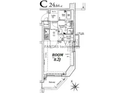 アクアアルテシモリシェス(1K/3階)の間取り写真
