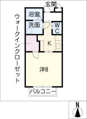 エテルノ極楽(1K/2階)の間取り写真