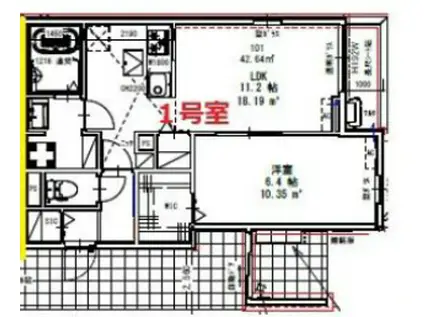 ピースコート登戸VI(1LDK/1階)の間取り写真