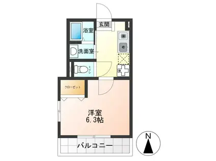 パストラル国立(1K/2階)の間取り写真