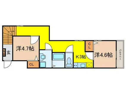 ナズ石神井公園レジデンス(2K/2階)の間取り写真