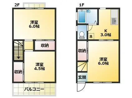 アビタシオン中川II(3K/1階)の間取り写真