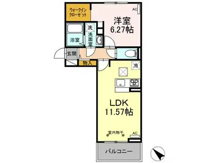 ビエント(1LDK/1階)の間取り写真