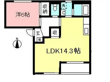 アゼリアヒルズC(1LDK/2階)の間取り写真