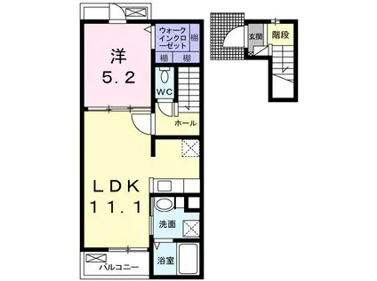 ラ・ルーチェI(1LDK/2階)の間取り写真