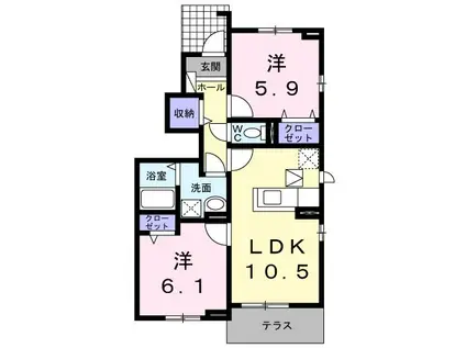 ソラーナ III(2LDK/1階)の間取り写真