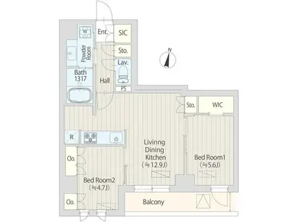 ファレール笹塚2(2LDK/4階)の間取り写真