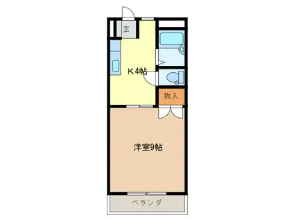 ハイムINパルC(1K/2階)の間取り写真