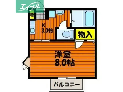 エルモント F棟(1K/1階)の間取り写真