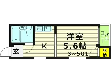 FDS内代(1K/4階)の間取り写真