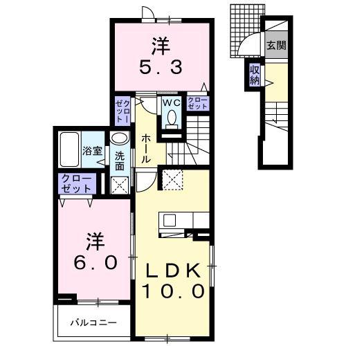 バーミィ ブリーズ(2LDK/2階)の間取り写真