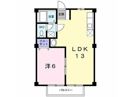 ファミールひいらぎB棟(1LDK/2階)の間取り写真