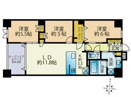 ヴェレーナ住吉(3LDK/2階)の間取り写真