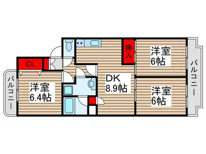 第5春実マンション安塚(3LDK/3階)の間取り写真