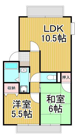 アネシス愛宕山2(2LDK/2階)の間取り写真