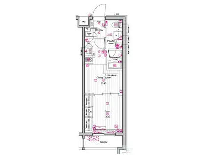 THE PREMIUM CUBE G 東中野(1DK/4階)の間取り写真