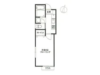 パームハイツ(1K/1階)の間取り写真