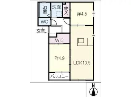 RADIANT岩塚(2LDK/2階)の間取り写真