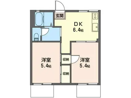 ラ・フォーレ三保II(2DK/1階)の間取り写真