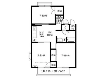 レイクサイドハウス(3DK/1階)の間取り写真