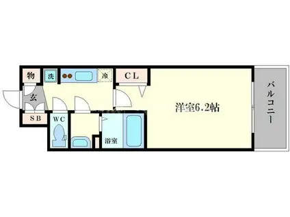 プレサンス OSAKA DOMECITYスクエア(1K/2階)の間取り写真