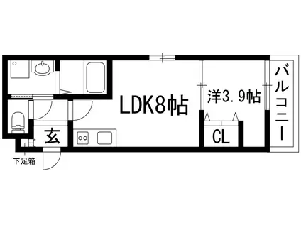 アレグリア逆瀬川(1LDK/1階)の間取り写真