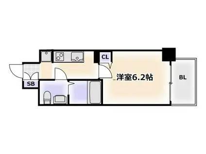 エグゼ大阪CITYツヴァイ(1K/12階)の間取り写真