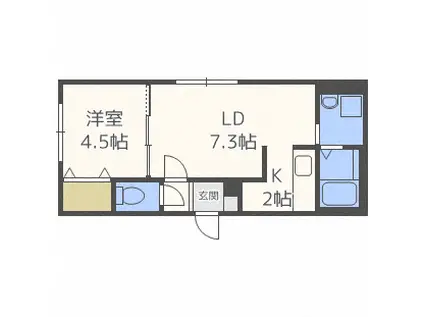 CITY FORCE 月寒(1LDK/2階)の間取り写真