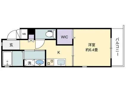 ペルラ北野(1K/1階)の間取り写真