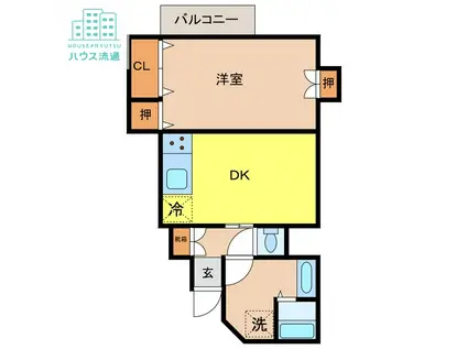 アステール春木II(1DK/2階)の間取り写真