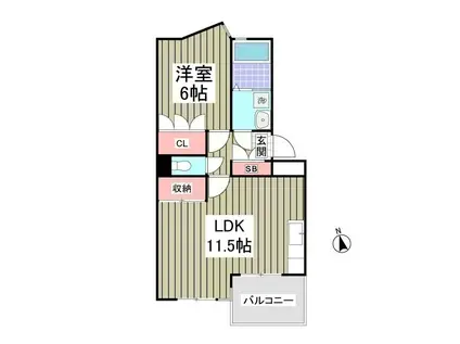 コートビレッジ今泉(1LDK/4階)の間取り写真