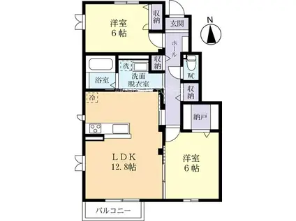 メゾン・ド・セリシエI(2LDK/1階)の間取り写真