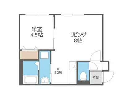 メゾンMT手稲本町(1LDK/2階)の間取り写真