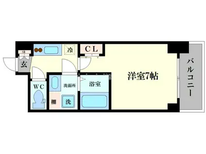 セレニテ難波リアン(1K/3階)の間取り写真