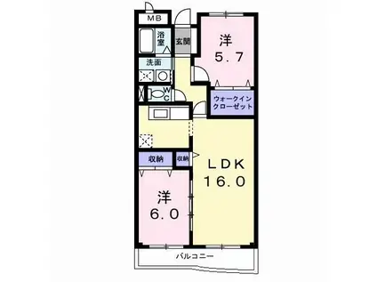 カレント(2LDK/1階)の間取り写真