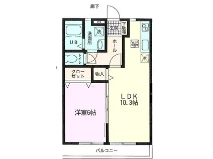 ブライトII(1LDK/2階)の間取り写真