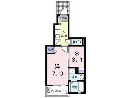 SOLANA 城東(1K/1階)の間取り写真