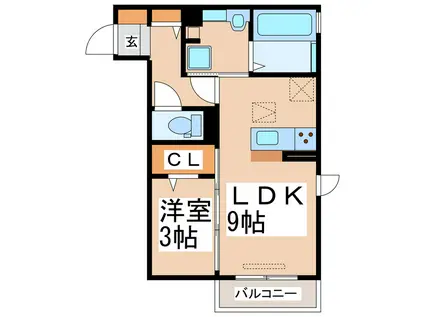 クレール楡木(1LDK/2階)の間取り写真