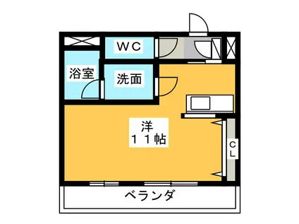 コーポバロン上浜(ワンルーム/2階)の間取り写真