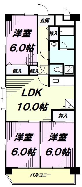 アスティーけやき(3LDK/2階)の間取り写真