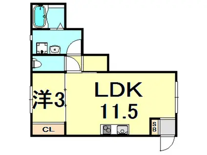 フラッツ西立花(1LDK/2階)の間取り写真