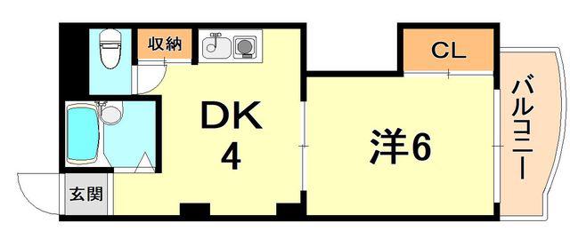 グリーンハイツ山水C棟(1DK/2階)の間取り写真