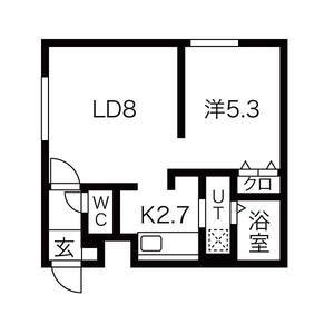 KOKOMO北13条(1LDK/3階)の間取り写真