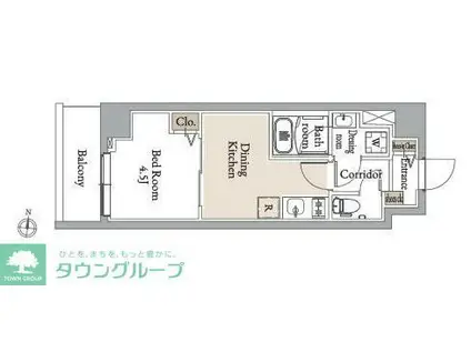 グランカーサ住吉III(1LDK/7階)の間取り写真