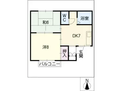 ホワイトアルス(2DK/2階)の間取り写真